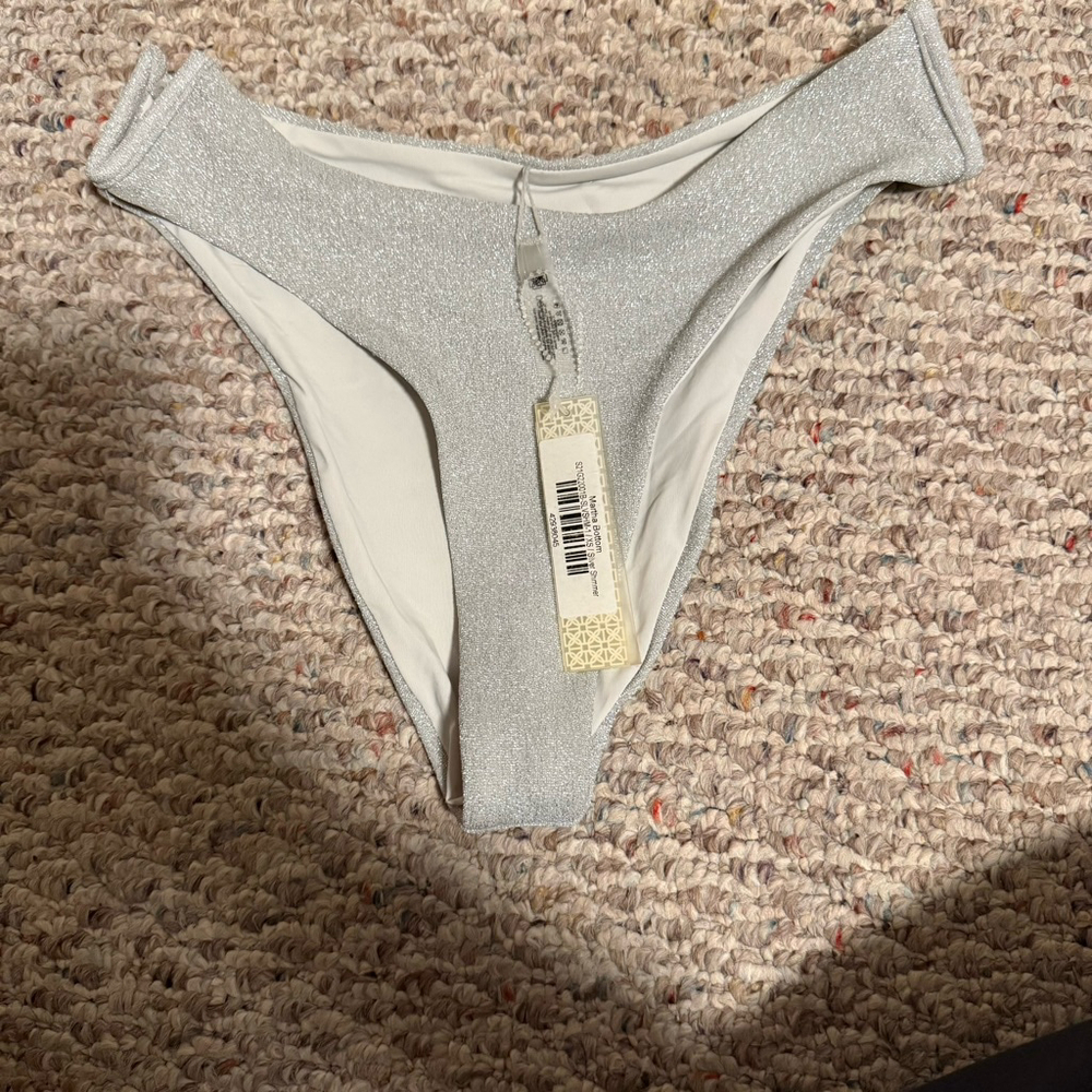 NWT Devon Windsor Martha Swim Bottoms in Silver Shimmer- Size XS - Picture 3 of 6